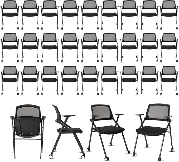 40 Pack Folding Chair Portable Nesting Commercial Seat for Events Office School Party Kitchen Dining Conference Waiting Training Room-DeskLoop Office