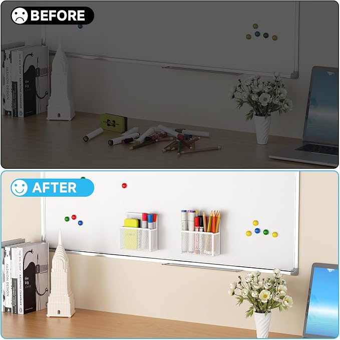Marbrasse Magnetic Dry Erase Marker Holder, Mesh Pen Holder - Image 7