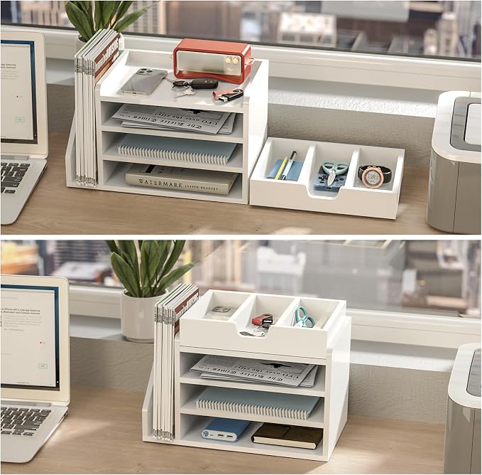 Multi-Tier Wood Desk File Organizer - Image 2