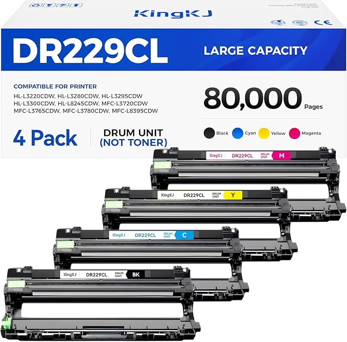 DR229CL Drum Unit (Not Toner)4-Pack Replacement Compatible for Brother DR-229CL Imaging Drum MFC-L3720CDW MFC-L3780CDW HL-L3220CDW HL-L3280CDW HL-L3300CDW HL-L3295CDW L8245CDW MFC-L8395CDW Printer Set-DeskLoop Office