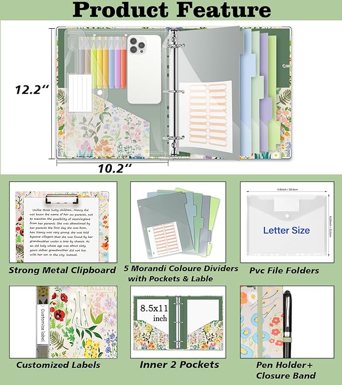 3 Ring 1 Inch Binder Organizer, KLLVE Three Ring Binders - Image 2