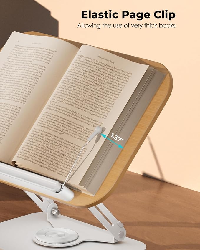 Viozon Book Stand for Reading, Book Holder, Height&Angle Adjustable, 360° - Image 7