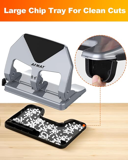 AFMAT 3 Hole Punch Heavy Duty, 50-Sheet Three Hole Punch, 50% Reduced Effort - Image 7