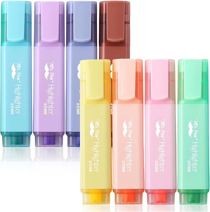 Mr. Pen- Pastel Highlighters, 8 Pack, Highlighters by MrPen
