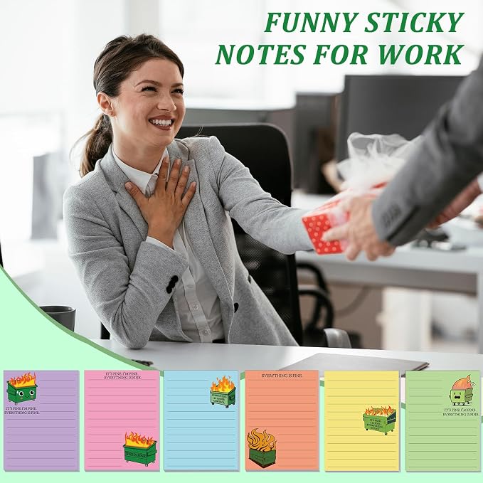 12 Pcs Funny Sticky Notes for Work 4x3 Inches Sarcastic Self Adhesive Notepads - Image 4