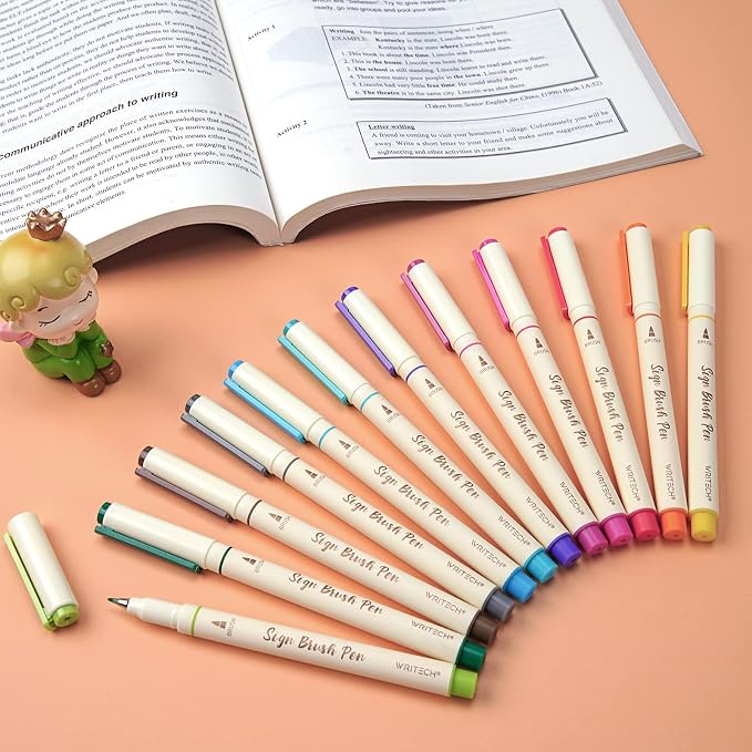 WRITECH Brush Tip Marker Pens: Artist Markers Flexible Tip Water Based 12ct - Image 8