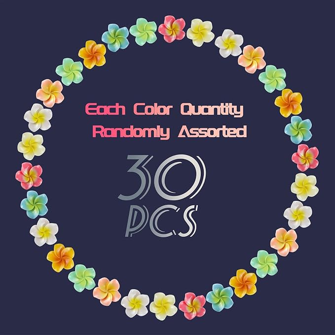 30pcs Flower Cabochons Flatback Plumeria Flower Push Pins in 7 Colors Cute - Image 2