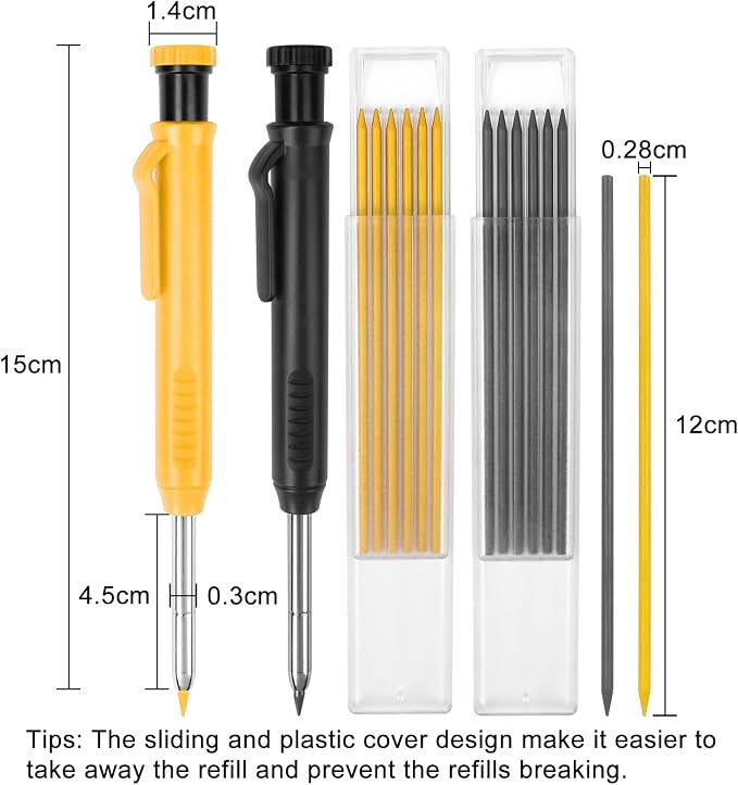 MECHEER 2 Pack Carpenter Pencils Construction Pencil - Image 2
