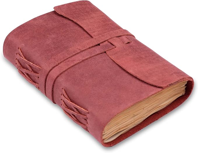 LEATHER VILLAGE Leather Bound Journal - Fuchsia, 11.5"X8.50", 220 Pages - Vintage Blank Paper Diary for Writing, Drawing, Sketchbook, and Travel Notebook - Ideal for Women and Men-DeskLoop Office