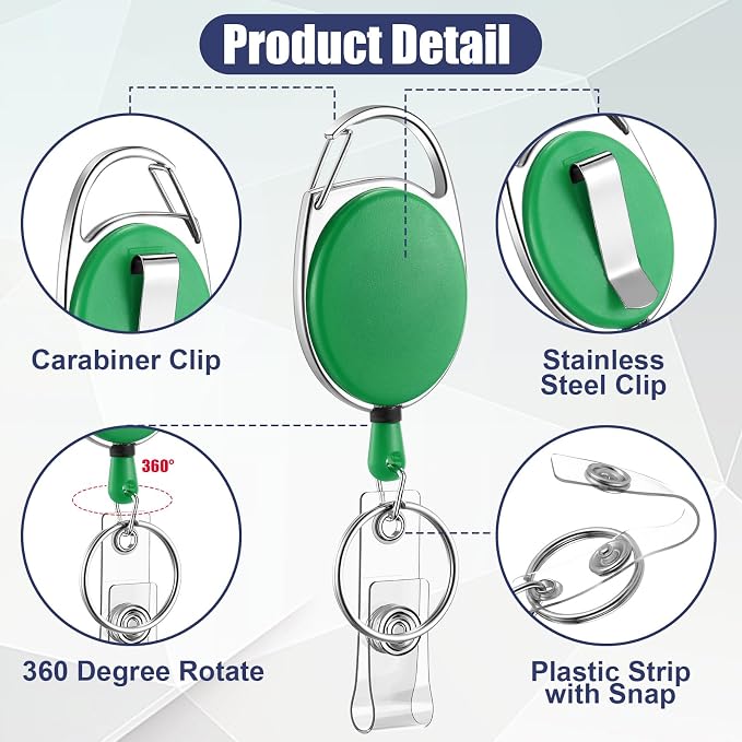 Honoson 50 Pcs Heavy Duty Retractable Badge Reels Batch ID Badge Holder - Image 3