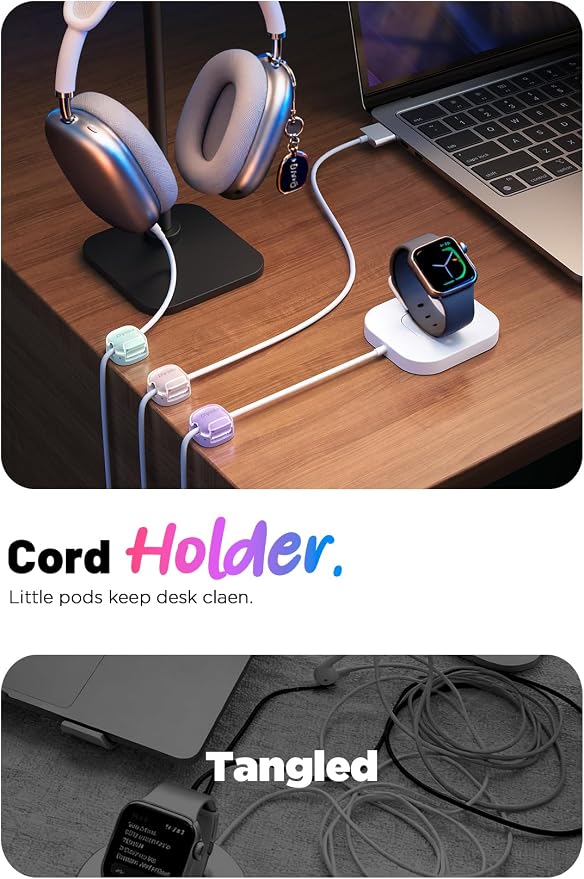 Cable Clips, 12 Pack Cord Holder Cord Organizer Spring Cord Clips Phone Charger - Image 2