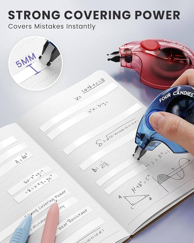 Four Candies Silent Correction Tape, Ergonomic Easy-to-Use Applicator, Fast - Image 4