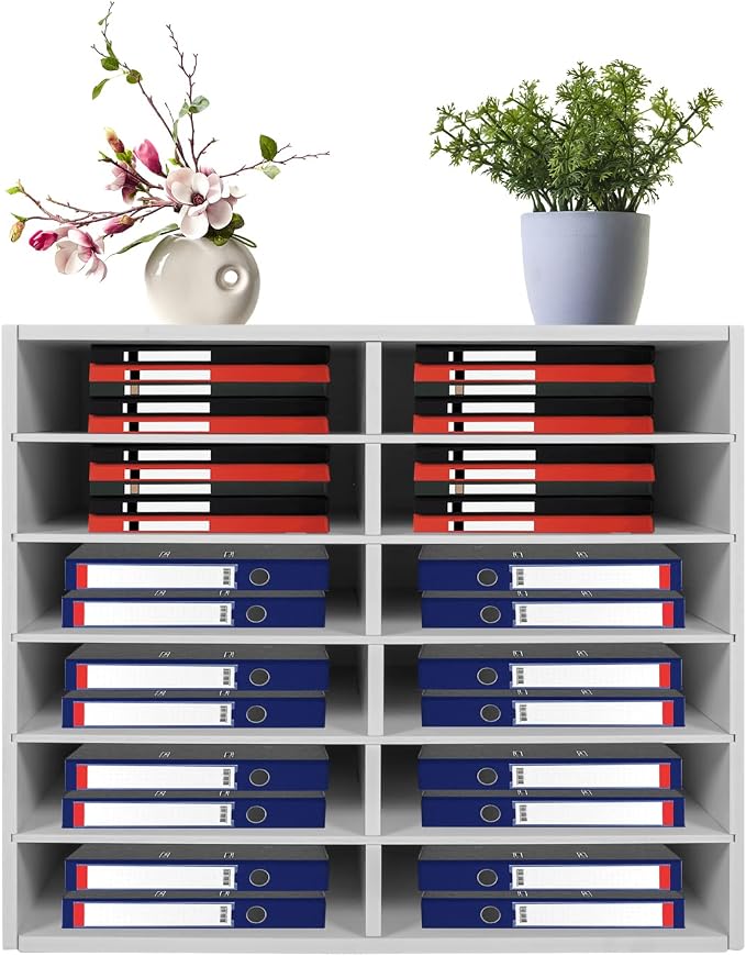 Literature Organizer Sorter for Desk, 12 Slots Adjustable File Sorter Mail by DreamRcoach