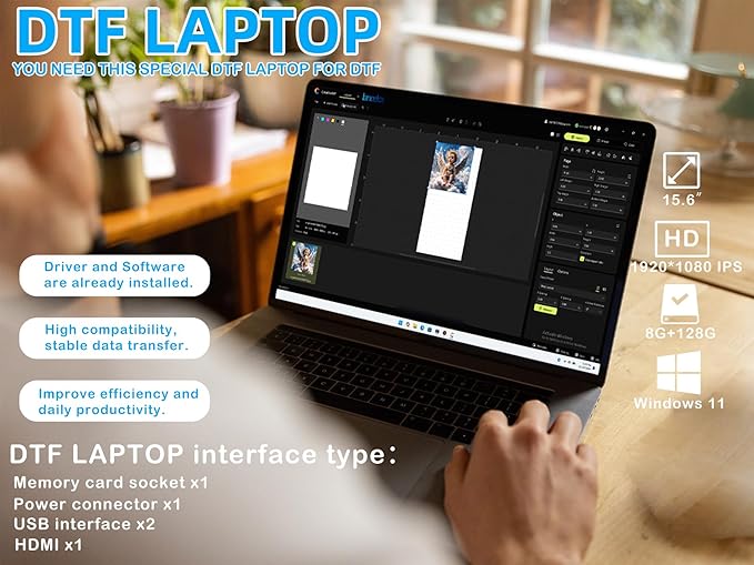 Lancelot A3 L1800 DTF Printer,T Shirt Maker Machine with Roll Feeder,DTF Laptop,White Ink Circulation,Fabric Transfer Printing Machine for Small Business(Printer+Software+Computer+Consumables)-DeskLoop Office