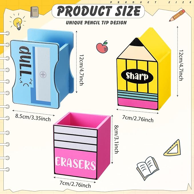 Gilprop 3 Pcs Back to School Sharp and Dull Pencil Holder - Image 2