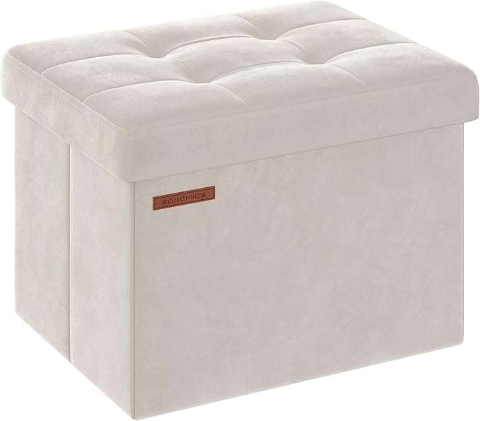 SONGMICS Storage Ottoman, Foldable Small Ottoman Foot Rest, 12.2 x 16.1 Inches by Unknown