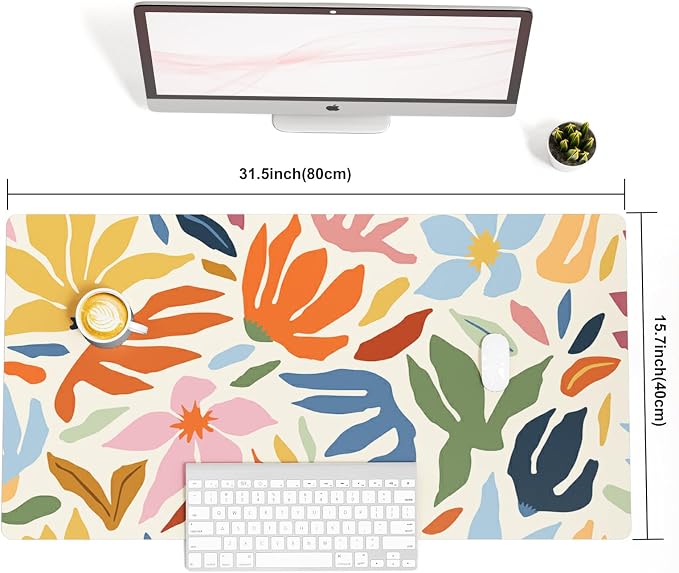 Colorful Star Abstract Floral Large Mouse Pad, Waterproof Office Desk Mat - Image 8