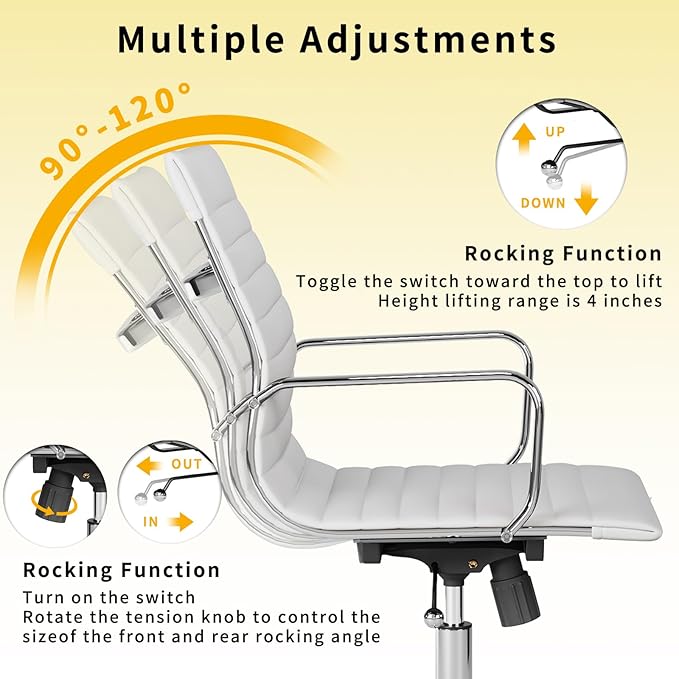 Chair, Desk Computer Chair ，with Armrests ，Ergonomic Office Chair for Home and Office, 17.32 x 22.83 x 35.43 inches, Multiple Colors (White)-DeskLoop Office