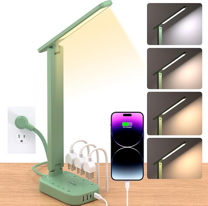 One Beat Small LED Desk Lamp Power Strip, Extension Cord by OneBeat