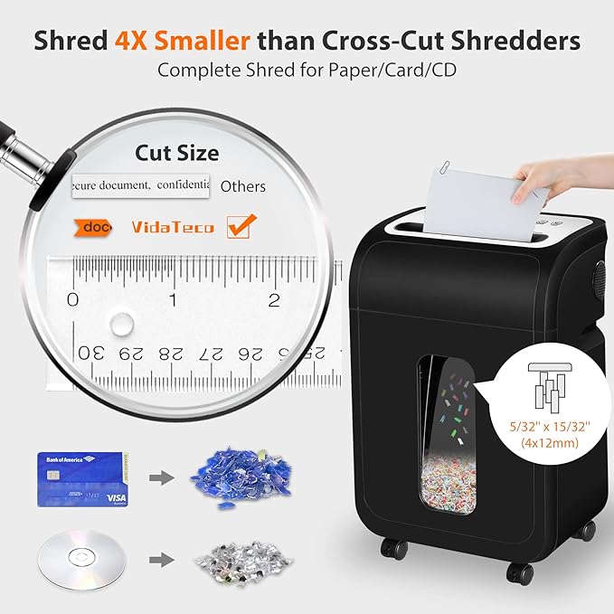 Paper Shredder for Home Office14-Sheet 60-Mins Micro Cut Shredder with US Patented Blade,Shred Card/CD/Clip/Staple,for Home Use Heavy Duty,AUTO Jam Proof,5.3-Gallon Pullout Bin(ETL)-DeskLoop Office