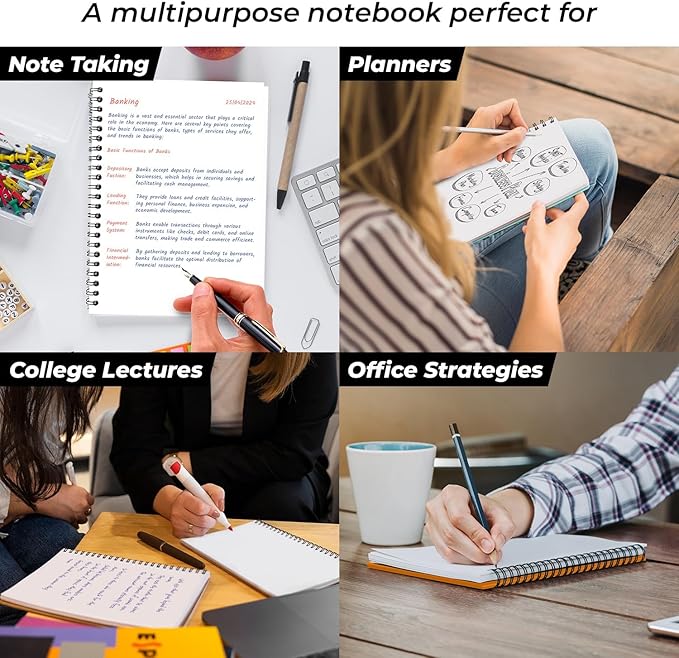 Blank Spiral Notebook, 12 Pack, 5.8 x 8.3, 120 Pages (60 Sheets), 100 GSM Unlined Drawing Notebooks, Assorted A5 Journals, No-Bleed, Sketching, Note Taking, Blank Journals for Office & School-DeskLoop Office