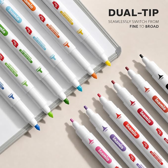 inamio Dry Erase Markers for Whiteboard – Ultra Fine Tip White Board Markers – - Image 3