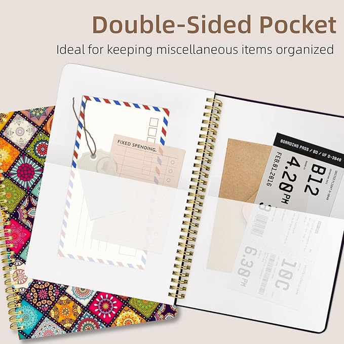 Cute Spiral Notebook journal B5 Aesthetic Pretty Design for Women Girls Kawaii with Pocket, 10 x 7.2 inch, Lined, Art-DeskLoop Office