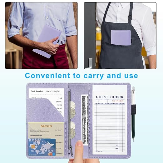 ACdream Server Books for Waitress, Guest Book Note Pad, Cute Pocket Leather - Image 4