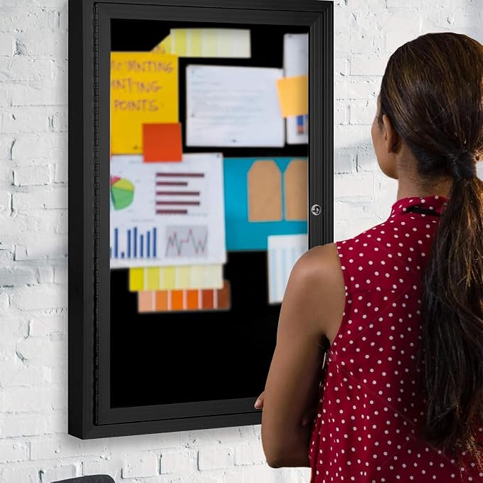 INNOVART Enclosed Bulletin Board 36” x 24”, Lockable Fabric Noticeboard - Image 9