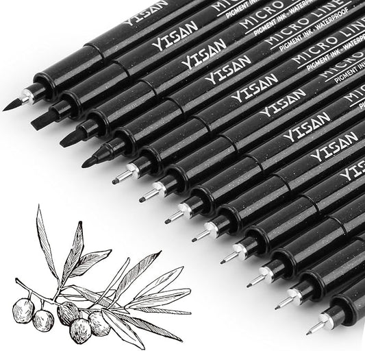YISAN Drawing Art Pens, Micro Fineliner Pens, Fine Tip Manga Markers by YISAN
