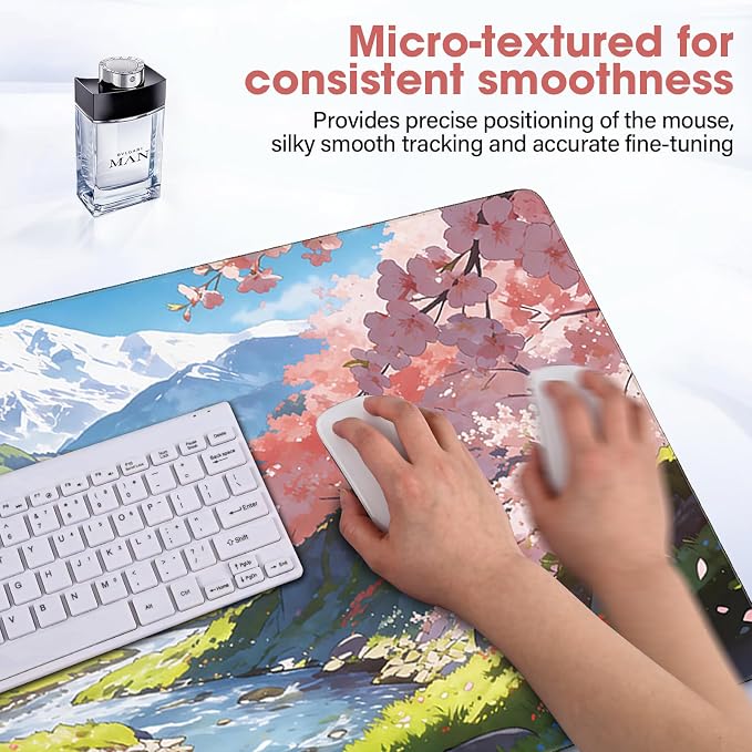 Cherry Blossom Anime Large Gaming Mouse Pad, 31.5x15.7 Inch, Non-Slip Rubber - Image 4