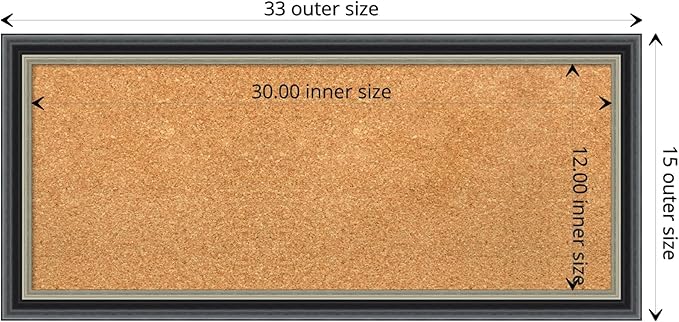 Amanti Art Natural Cork Board for Wall, 15x33 Vision Board with Black Wood Frame, Medium Corkboard Office Decor for Home Organization, Modern Contemporary Corkboard Pinboard to display items for home-DeskLoop Office