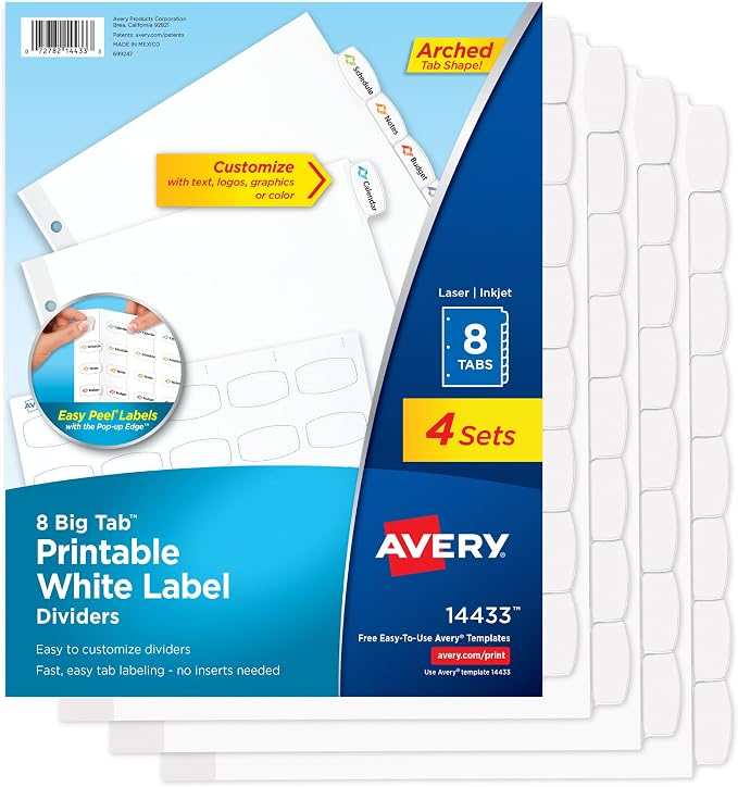 Avery Big Tab Printable White Label Dividers by Avery