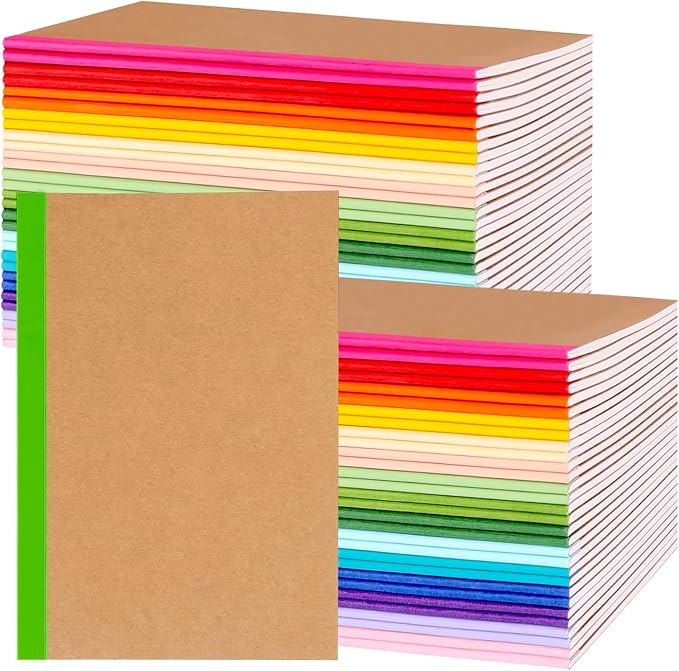 100 Pack A5 Lined Kraft Notebook Journals 8.3x5.5 In，Travel Journals Notebooks by PetPartisan