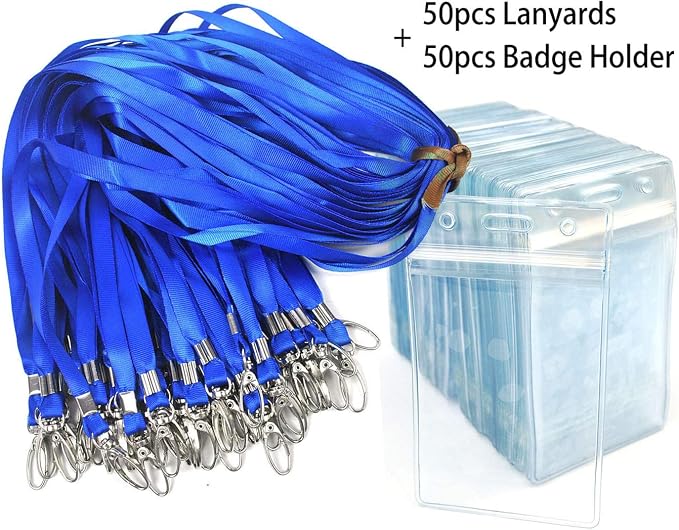 Lanyard with ID Holder 50 Pcs Waterproof Name Tag Vertical Badge ID Card - Image 6
