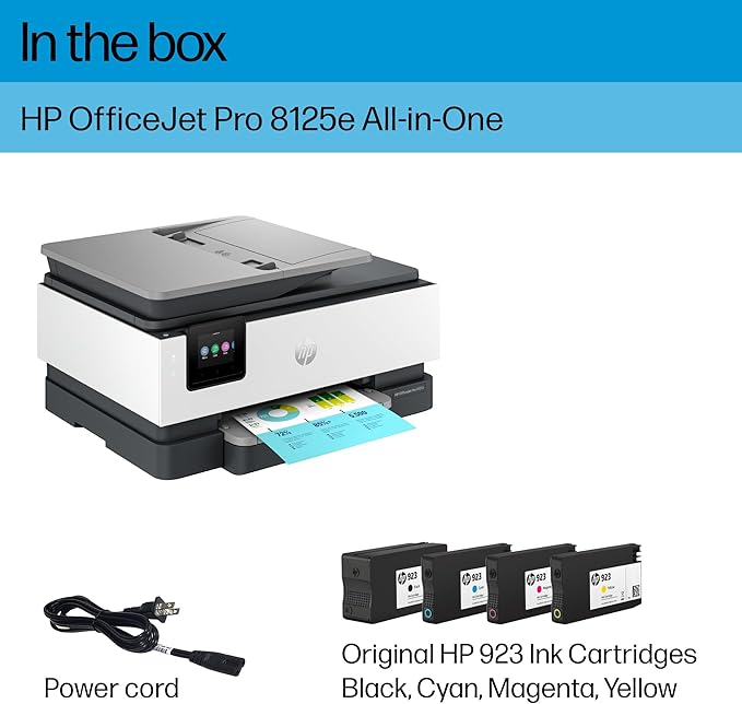 HP OfficeJet Pro 8125e Wireless All-in-One Color Inkjet Printer, Print, scan, Copy, ADF, Duplex Printing, Home & Office, 3 Months of Instant Ink Included (405T6A)-DeskLoop Office