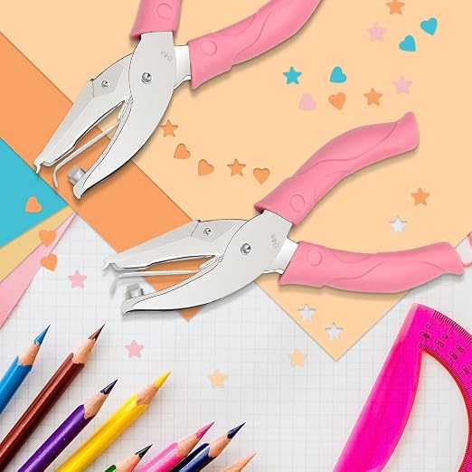 2 Pieces Heart and Star Handheld Hole Paper Punch Metal Single Hole Paper Punch - Image 4