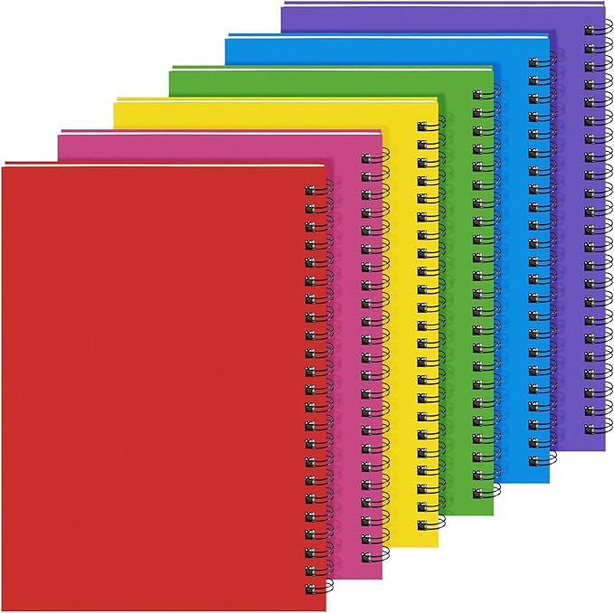 Yahenda 6 Pcs Spiral Notebook Bulk A5 Journal Lined 8.3'' x 5.5'' Writing Composition Paper Small Notepad Subject Notebook for Students Office Business Back to School Supplies (Mixed Colors)-DeskLoop Office