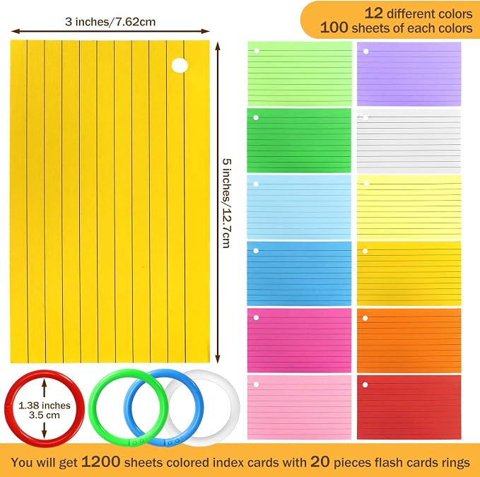 Tecmisse 1200 PCS Colorful Index Cards - Image 2