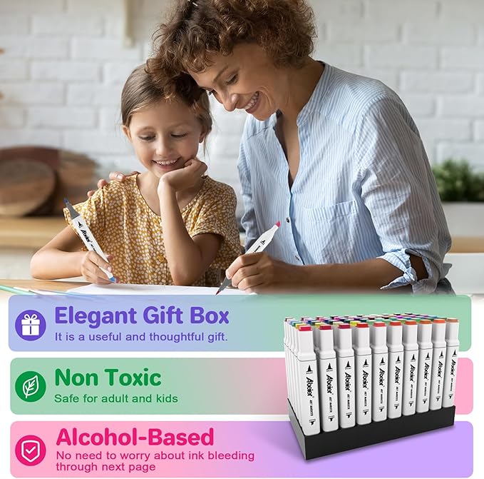 120 Colors Alcohol Markers Set with Dual Tip, Alcohol-Based Art Markers for Kids Adults Students, Vibrant Blendable Colors, Premium Portable Case, Ideal Gift for Artists & Beginners-DeskLoop Office