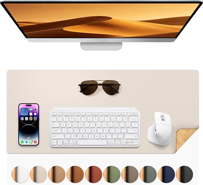 Aothia Dual-Sided Desk Mat, FSC Cork & PU Leather Desk Pad, Large Mouse Pad & by AothiaSimpleNaturalUnique
