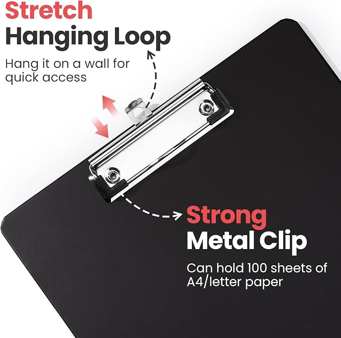 Sooez 2 Pack Clipboard, Colored Cardboard, Hardboard Clip Boards 8.5 x 11 - Image 3