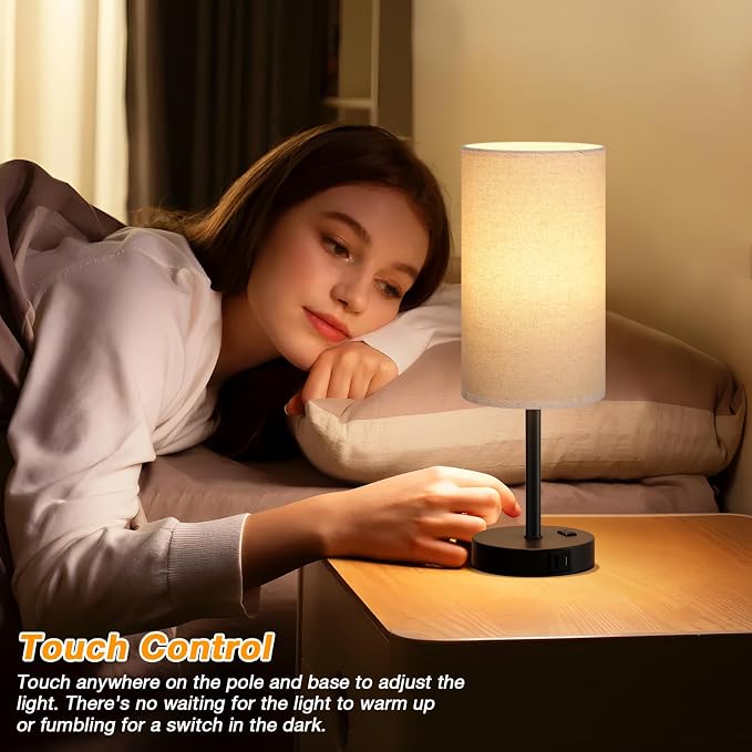 Dicoool Tall Touch Bedside Table Lamp - Image 3