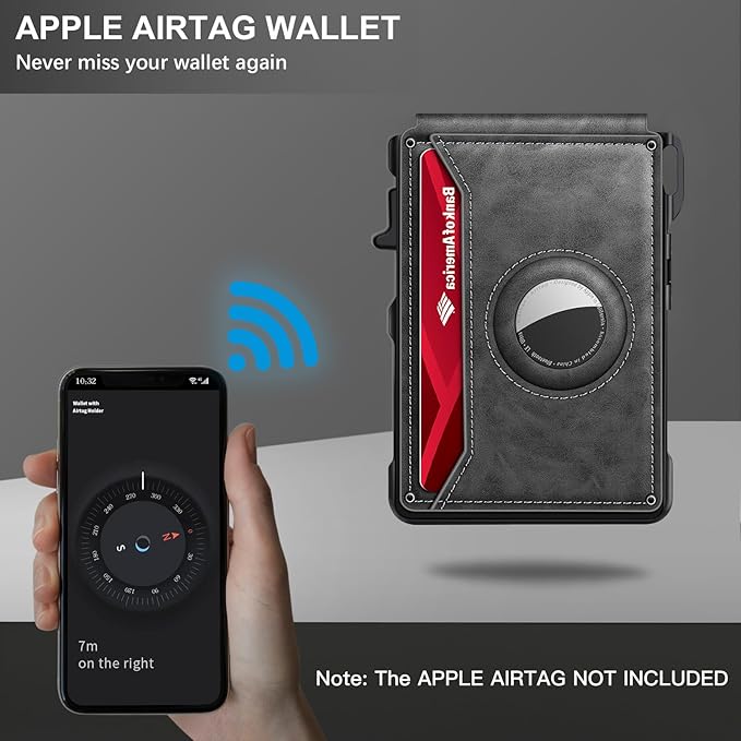 KIKVES Airtag Wallet for Men, Mens Smart Wallet for Air Tag RFID Blocking - Image 4