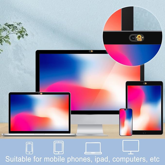 6Pcs 6 Styles Camera Cover Slide Flowers Phone Privacy Camera Cover Bees - Image 6
