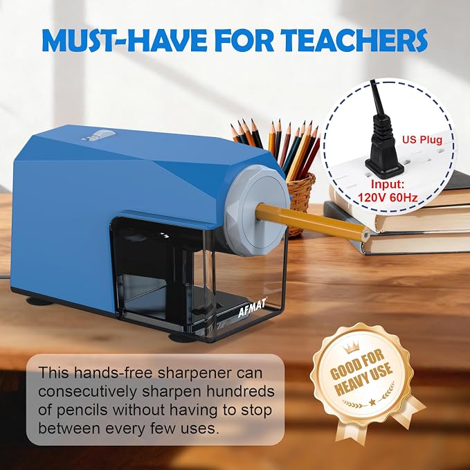AFMAT Electric Pencil Sharpener, Fast & Hands-Free, 10K+ Uses, 5 Nibs, Fully - Image 8