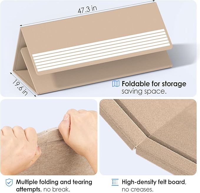 MaxGear Extra Large Bulletin Board 72" x 48", Foldable Felt Board Vision Board Supplies, Cork Board for Office, Home, School, Small Pin Boards for Walls Decorative Display Board Beige Brown-DeskLoop Office