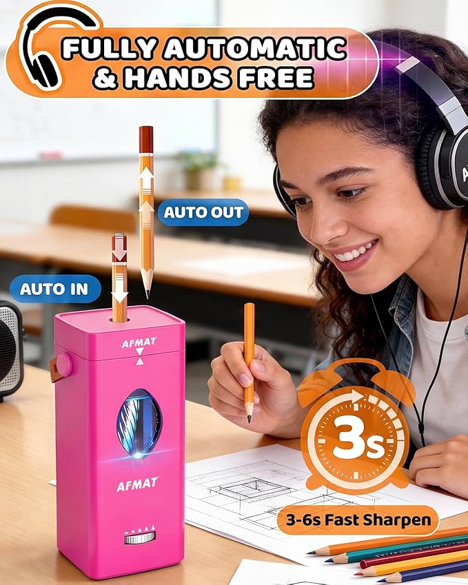 AFMAT Electric Pencil Sharpener, Fully Automatic Pencil Sharpener - Image 2
