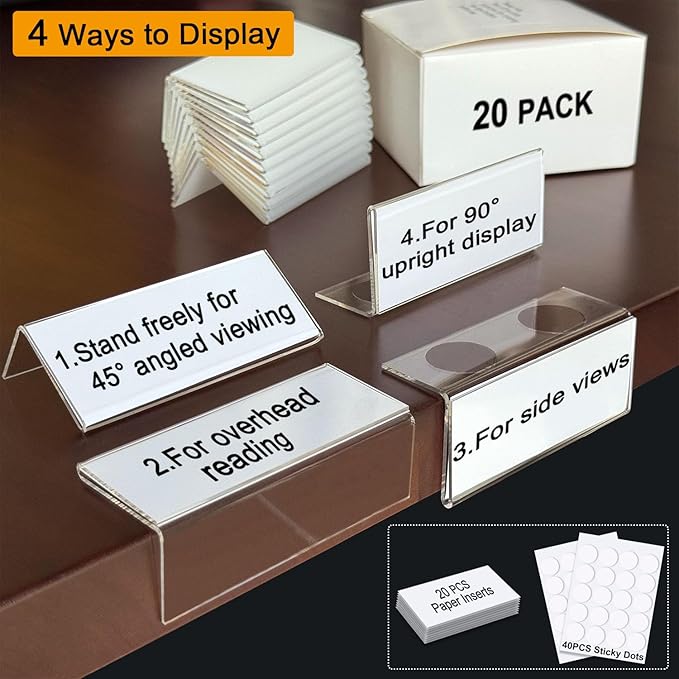 ChanQnTon Acrylic Shelf Labels, L-Shape Book Shelf Labels, Price Tags, Sign - Image 2