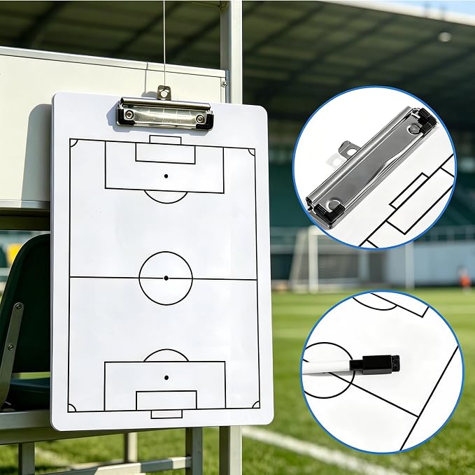 Soccer Coaching Board Dry Erase Soccer Tactics Clipboard Double Sided Coaching - Image 4